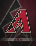 The Arizona Diamondbacks "A" logo in red, black, and sand tones on a bold textured background, designed for a watch face.