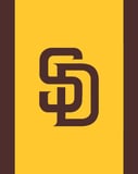 San Diego Padres watch face displaying the team’s iconic SD logo in brown on a bold gold and brown background.