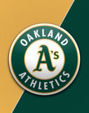 Oakland Athletics watch face displaying the team’s iconic A’s logo on a green and gold textured background.