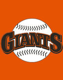San Francisco Giants watch face displaying the team’s iconic logo over a baseball design on a bold orange background.