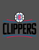 Los Angeles Clippers logo with a basketball-themed background in red, blue, black, and white, displayed on a watch face.