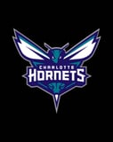 Charlotte Hornets logo featuring a fierce teal and purple hornet with outstretched wings, displayed on a watch face.