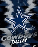 Dallas Cowboys logo featuring a large silver and navy star with a textured blue and white background, displayed on a watch face.