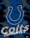 Indianapolis Colts logo featuring a blue and white horseshoe on a textured navy blue and gray background, displayed on a watch face.