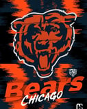 Chicago Bears logo featuring a roaring bear head in navy and orange on a textured background, displayed on a watch face.