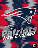 New England Patriots watch face featuring the team’s Patriot head logo on a textured red, white, and blue background.