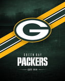 Green Bay football watch face featuring the team's emblem on a green and gold background with a stadium-inspired design.