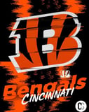 Cincinnati Bengals watch face featuring the team's "B" logo on a black and orange patterned background.