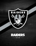 Las Vegas Raiders watch face featuring the team’s pirate shield logo with crossed swords on a black and silver background.