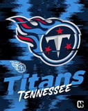 Tennessee Titans logo with a bold blue and red fiery design, featured on a watch face.