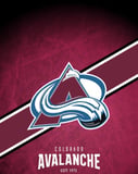 Colorado Avalanche logo with a burgundy, white, and blue background, featured on a watch face.