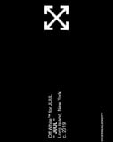 Minimalist black watch face with Off-White branding, directional arrows, and JUUL collaboration text.