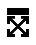 Black-and-white Off-White watch face with the brand’s iconic crossed arrows logo.