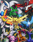 Vibrant watch face showcasing a legendary battle between powerful elemental beings, radiating energy and excitement.